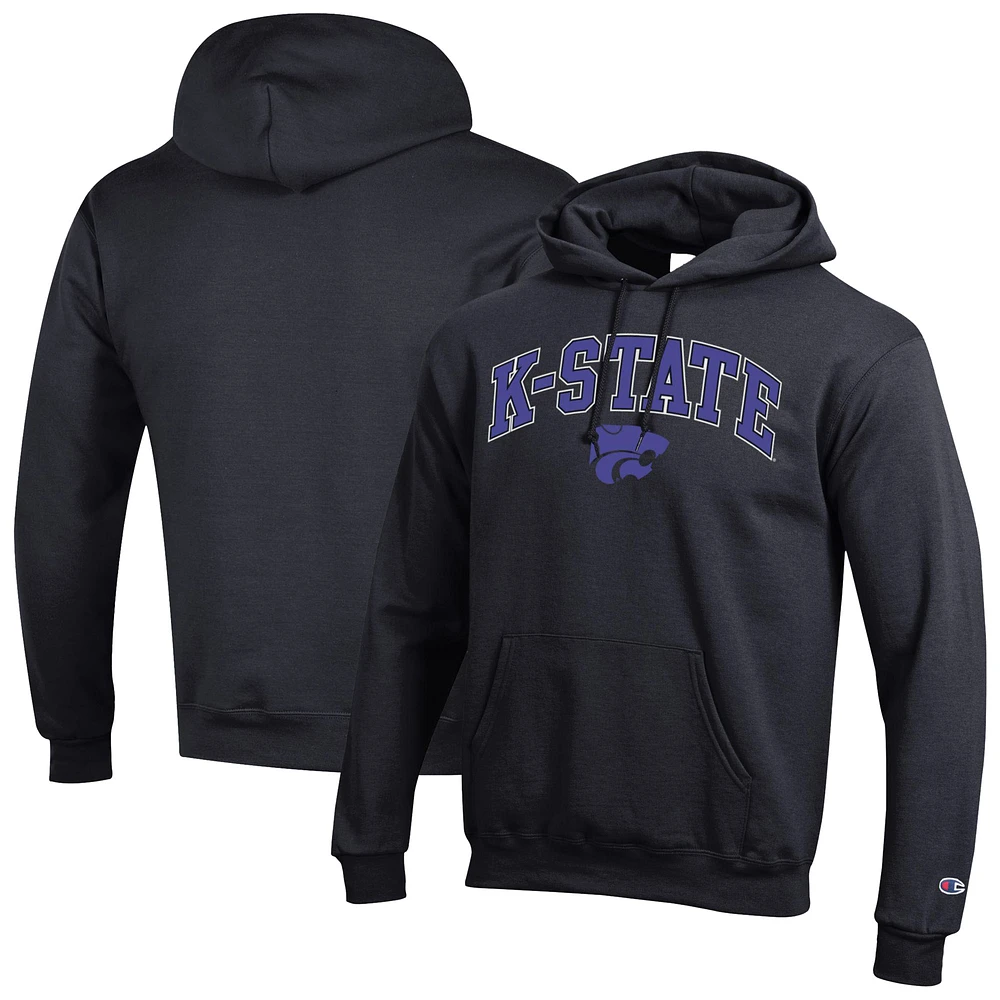 Sweat à capuche noir avec logo Arch Over des Kansas State Wildcats pour homme