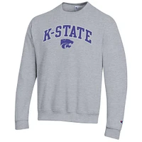 Sweat-shirt à enfiler avec logo Arch Over Champion Heather Grey Kansas State Wildcats pour homme