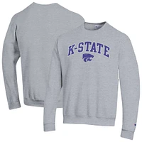 Sweat-shirt à enfiler avec logo Arch Over Champion Heather Grey Kansas State Wildcats pour homme