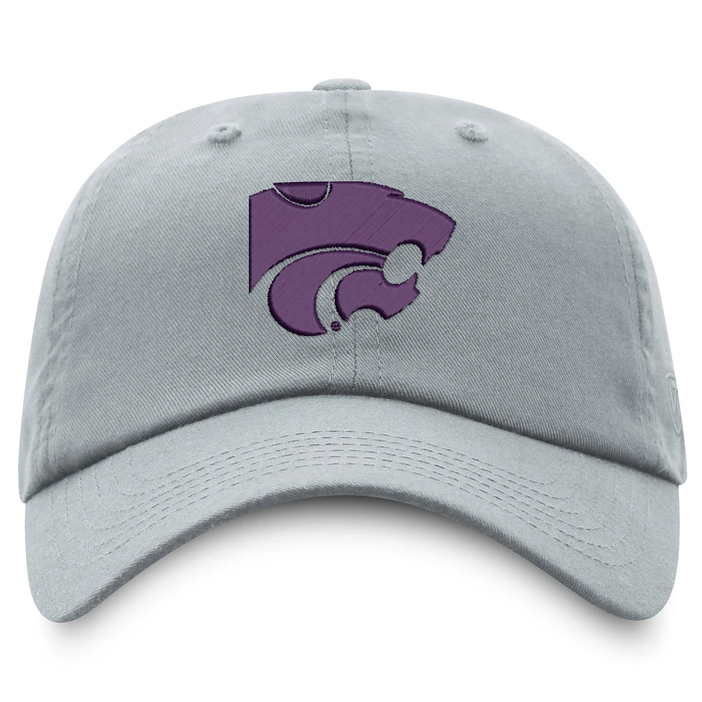 Casquette ajustable Top of the World grise Kansas State Wildcats pour homme