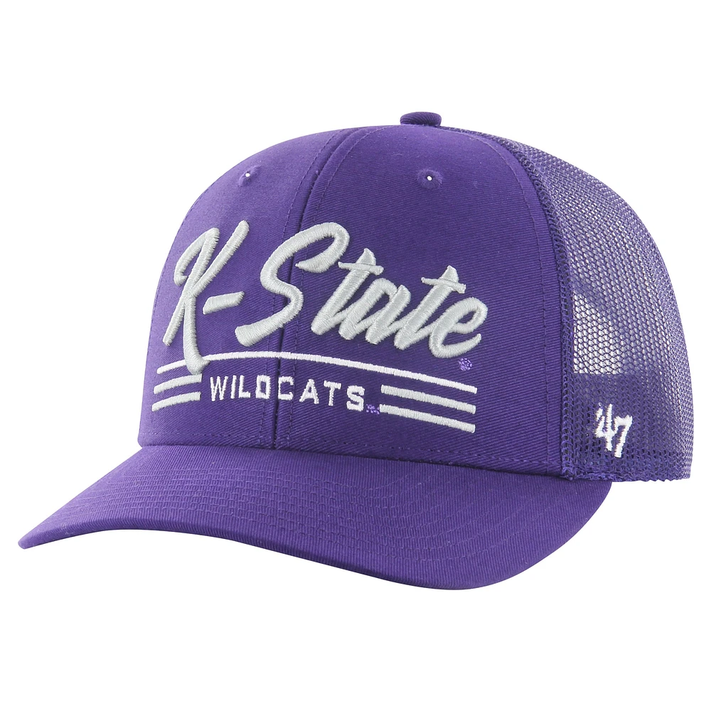 Casquette réglable de camionneur Garner '47 violette des Wildcats de l'État du Kansas pour hommes