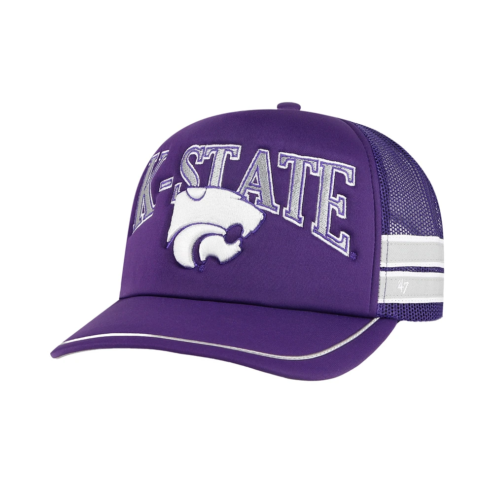 Casquette réglable de camionneur à bande latérale violette '47 Kansas State Wildcats pour hommes