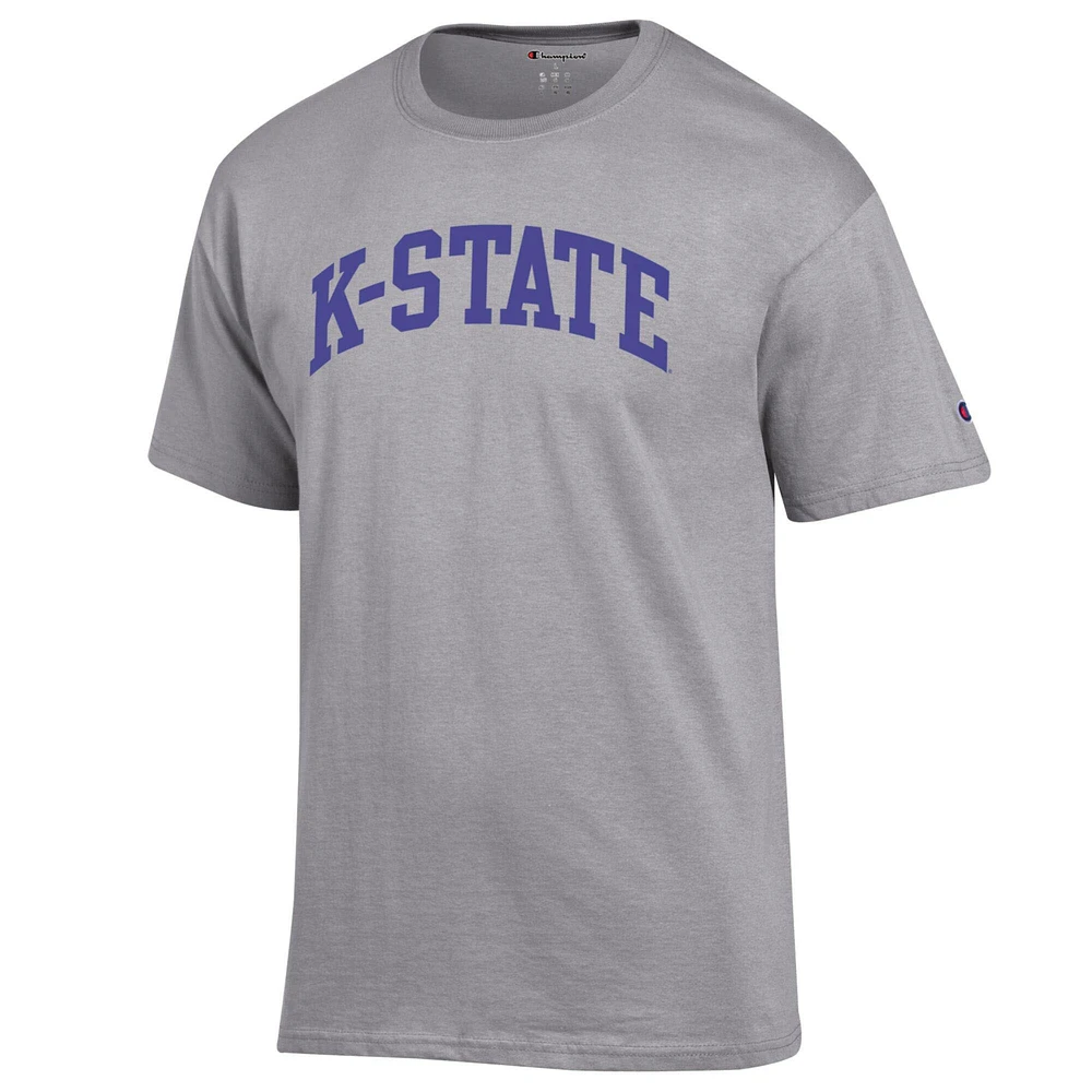 Men's Champion  Heather Gray Kansas State Wildcats Basic Arch T-Shirt