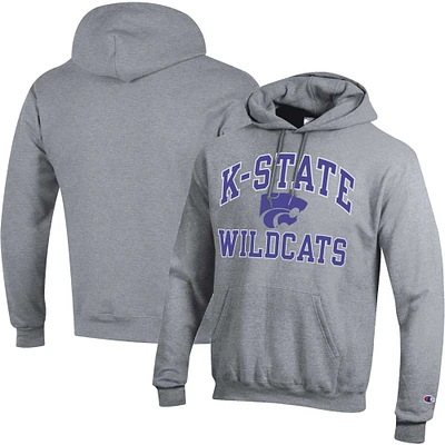 Chandail à capuchon enfiler moteur élevé des Wildcats de l'État du Kansas Champion gris chiné pour homme