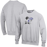 Sweat-shirt pour homme Champion Kansas State Wildcats Vault Logo Reverse Weave gris chiné