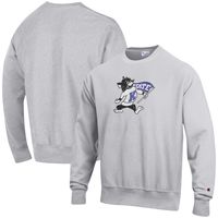 Men's Champion Heathered Gray Kansas State Wildcats Vault Logo Reverse Weave Pullover Sweatshirt