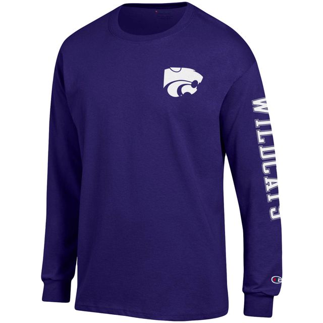 T-shirt à manches longues Champion Purple Kansas State Wildcats Team Stack pour homme