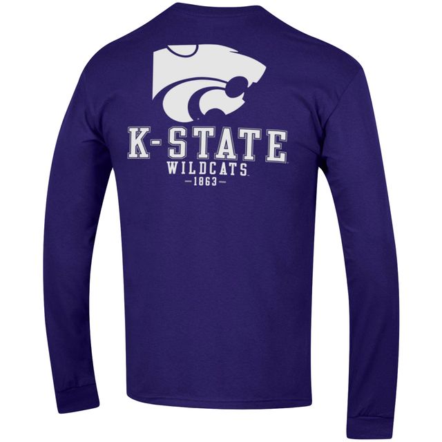 T-shirt à manches longues Champion Purple Kansas State Wildcats Team Stack pour homme