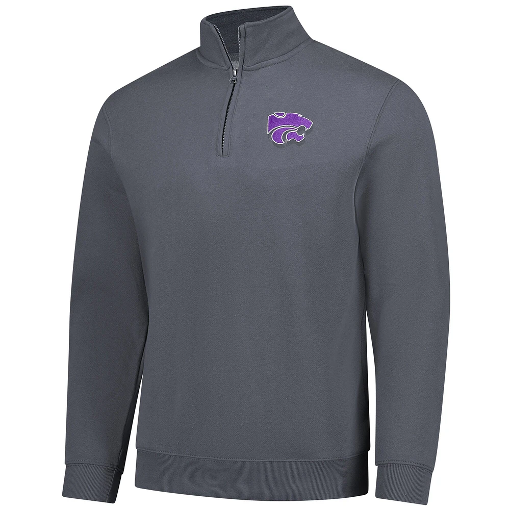 Men's Charcoal Kansas State Wildcats Premium Fleece Quarter-Zip Pullover