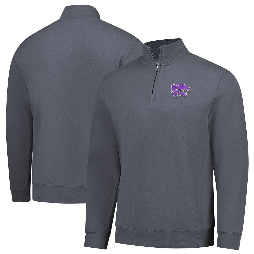 Men's Charcoal Kansas State Wildcats Premium Fleece Quarter-Zip Pullover