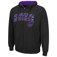 Sweat à capuche entièrement zippé Colosseum Kansas State Wildcats Arch & Logo 3.0 pour homme