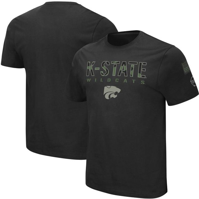 T-shirt pour homme Colosseum Black Kansas State Wildcats Big & Tall OHT Military Appreciation Informer