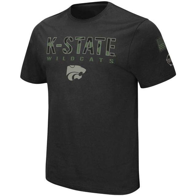 T-shirt pour homme Colosseum Black Kansas State Wildcats Big & Tall OHT Military Appreciation Informer