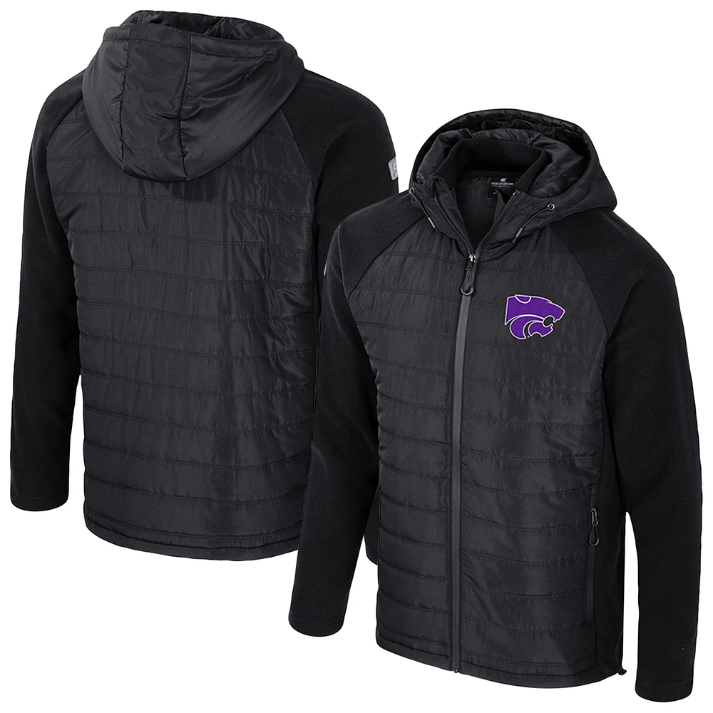 Veste à capuche entièrement zippée Colosseum Black Kansas State Wildcats Block The Sun pour homme