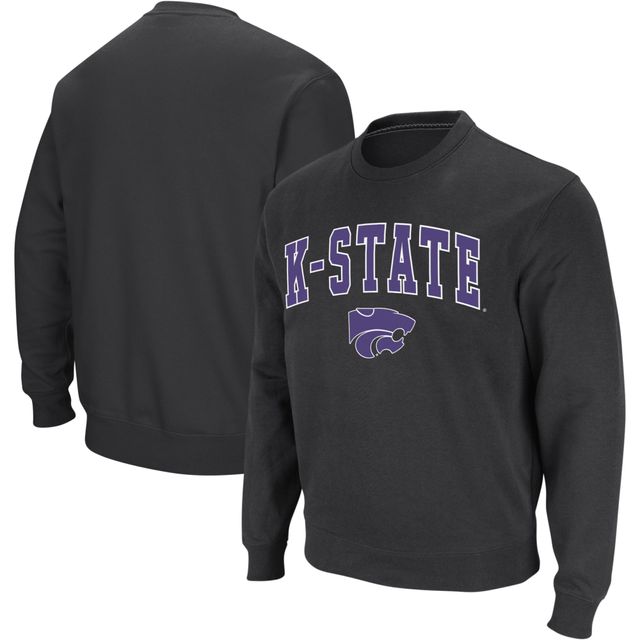 Colosseum Charcoal Kansas State Wildcats Arch & Logo Crew Neck Sweat-shirt pour homme