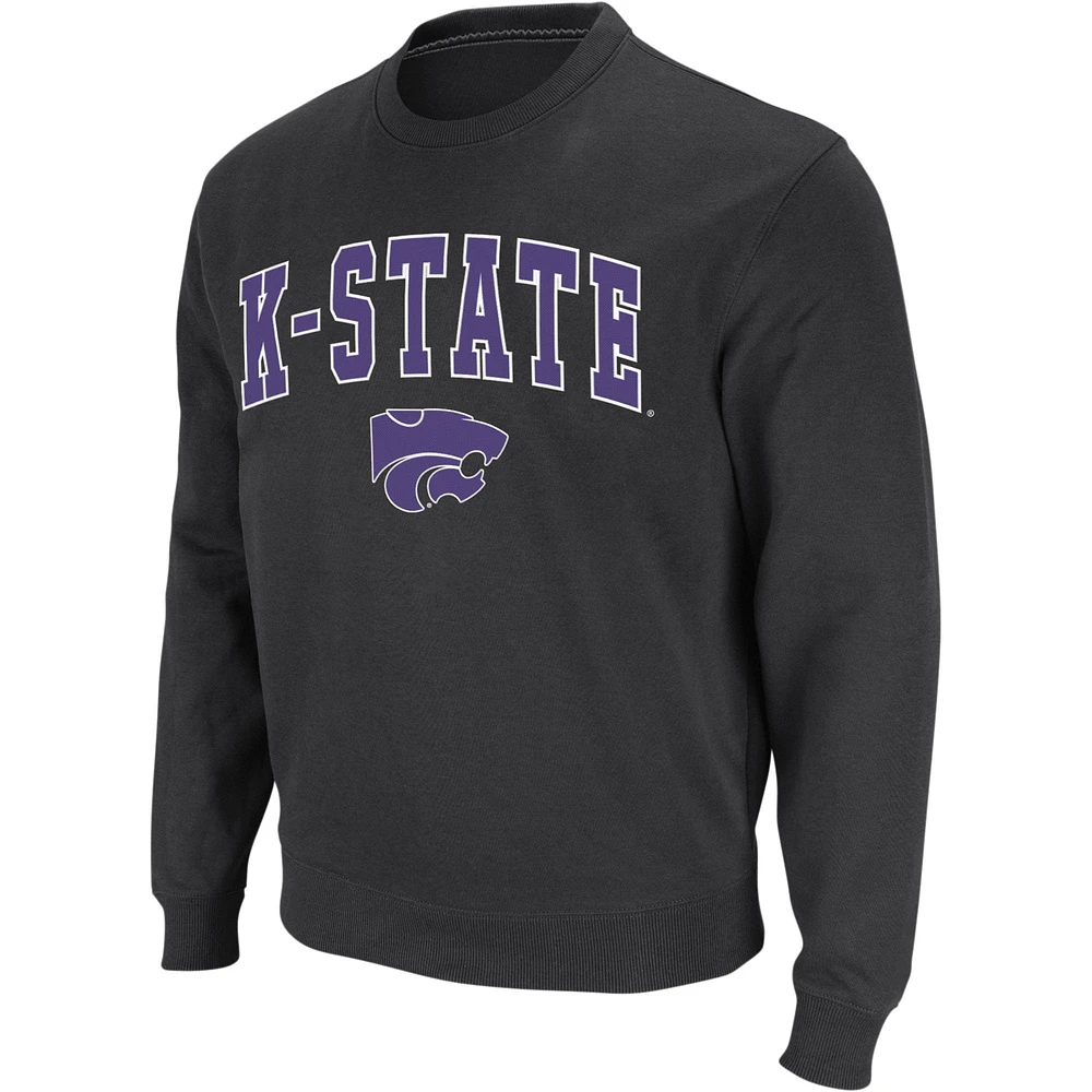 Colosseum Charcoal Kansas State Wildcats Arch & Logo Crew Neck Sweat-shirt pour homme