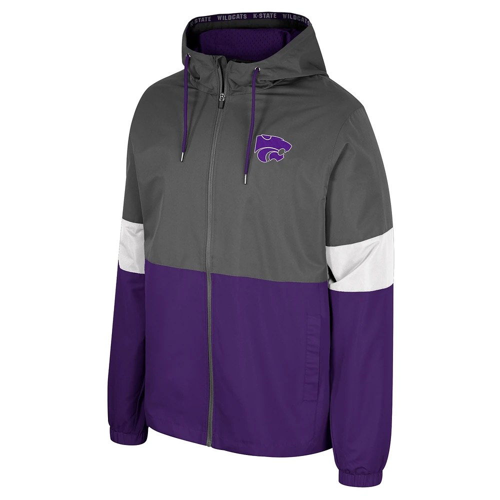 Men's Colosseum Charcoal Kansas State Wildcats Miles Full-Zip Jacket