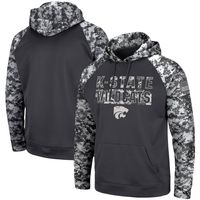 Men's Colosseum Charcoal Kansas State Wildcats OHT Military Appreciation Digital Camo Pullover Hoodie