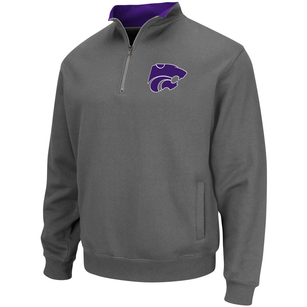 Men's Colosseum Charcoal Kansas State Wildcats Tortugas Logo Quarter-Zip Jacket