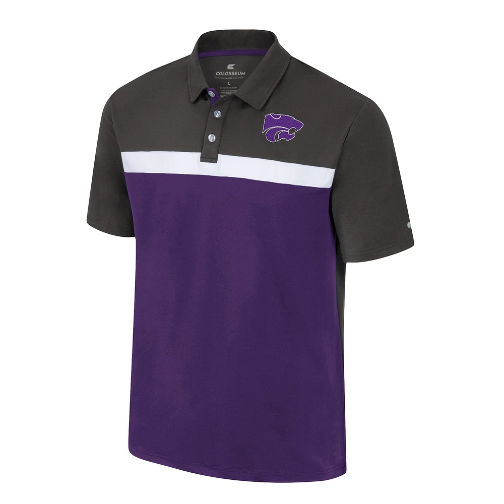 Men's Colosseum Charcoal Kansas State Wildcats Two Yutes Polo