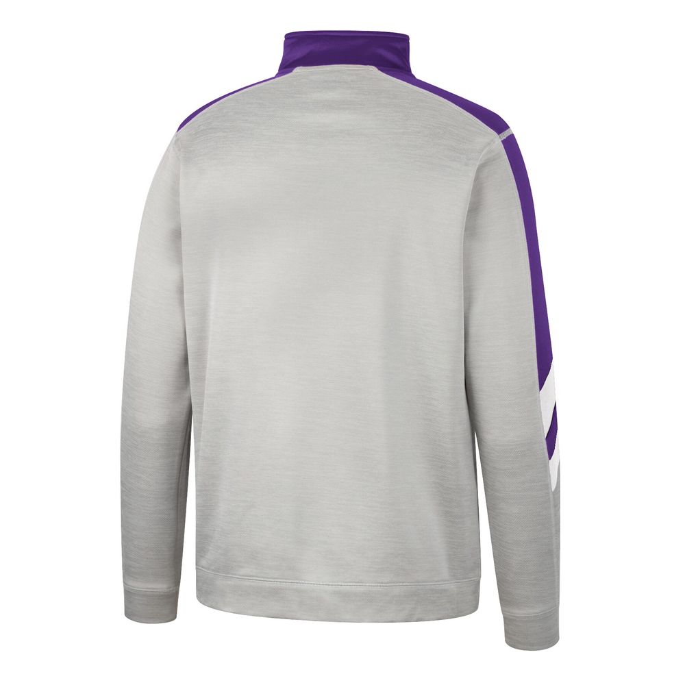 Men's Colosseum Gray/Purple Kansas State Wildcats Bushwood Fleece Quarter-Zip Jacket