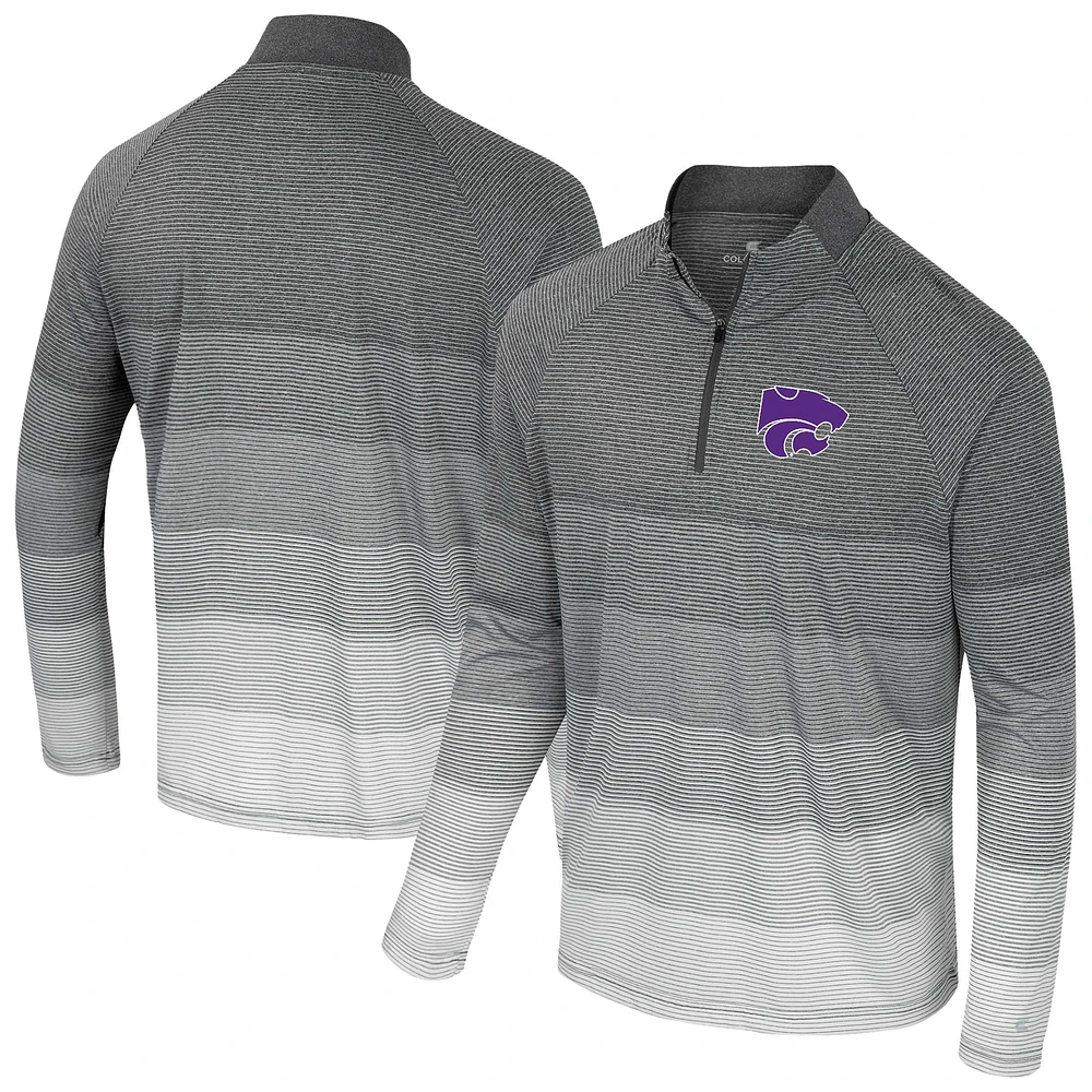 Coupe-vent à glissière quart de tour en maille rayée IA Colosseum Gray Kansas State Wildcats pour hommes