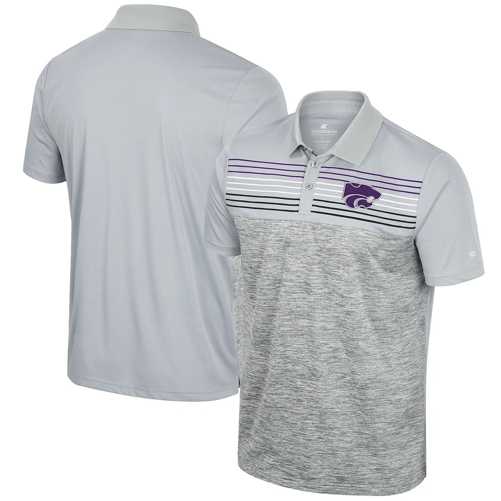 Polo cybernétique Kansas State Wildcats Colosseum gris pour homme