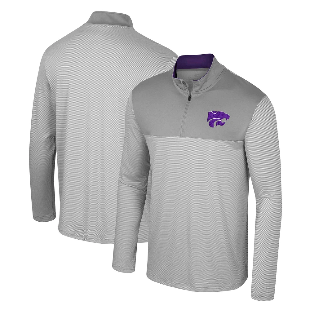 Haut à quart de zip Tuck pour hommes, gris Colosseum, Kansas State Wildcats