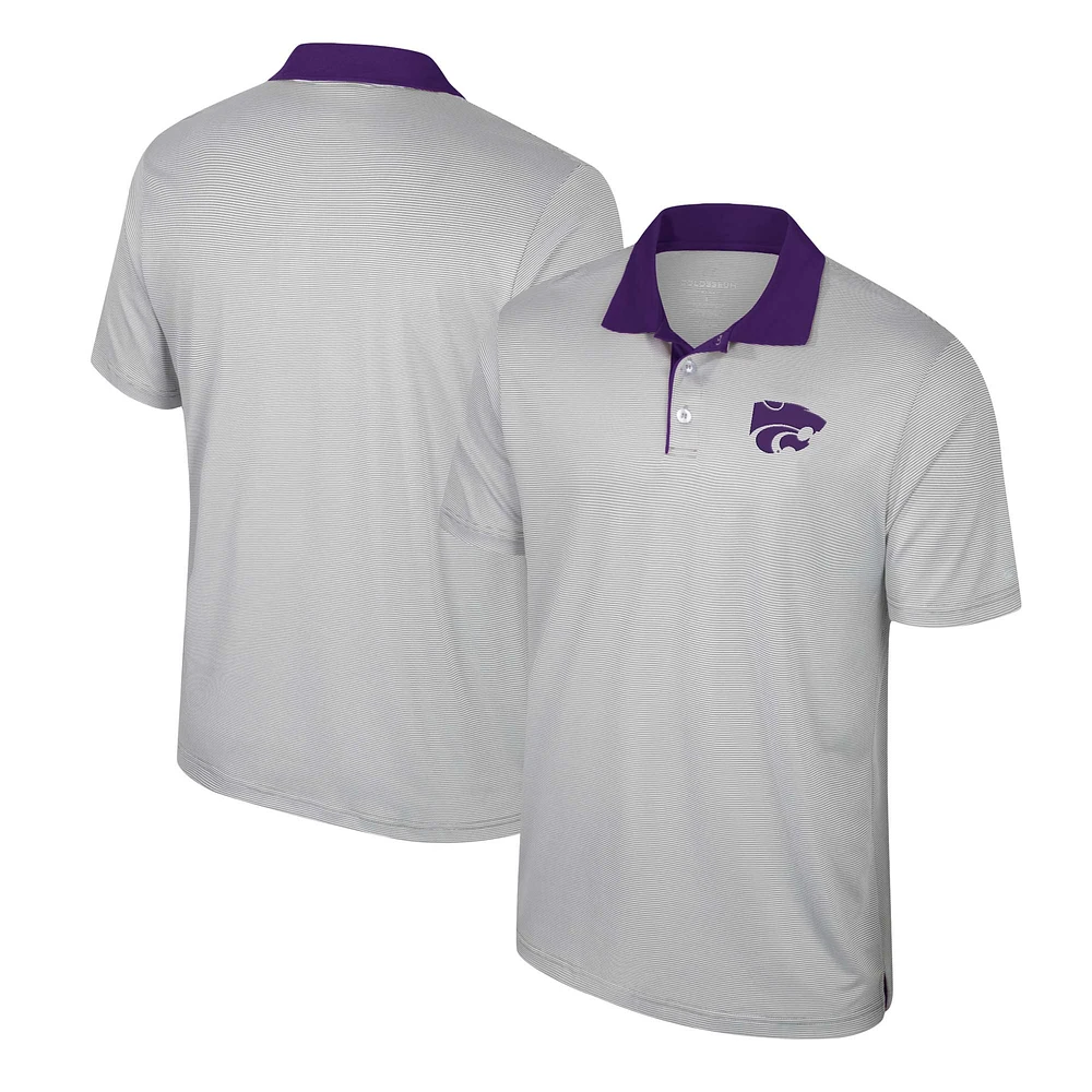 Men's Colosseum Gray Kansas State Wildcats Tuck Striped Polo