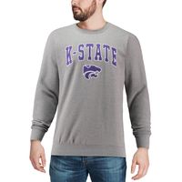 Men's Colosseum Heather Gray Kansas State Wildcats Arch & Logo Crew Neck Sweatshirt