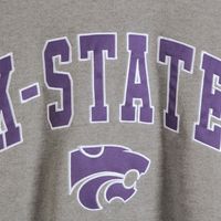 Men's Colosseum Heather Gray Kansas State Wildcats Arch & Logo Crew Neck Sweatshirt