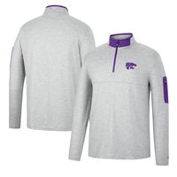 Men's Colosseum Heathered Gray/Purple Kansas State Wildcats Country Club Windshirt Quarter-Zip Jacket