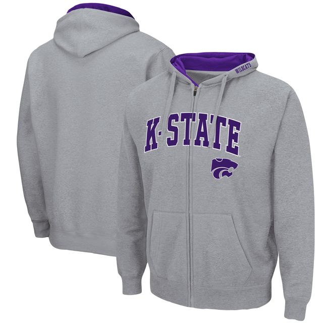 Sweat à capuche Colosseum gris chiné Kansas State Wildcats Arch & Logo 3.0 pour homme