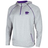 Men's Colosseum Heathered Gray Kansas State Wildcats Timeline Raglan Quarter-Zip Hoodie