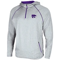 Chandail à capuchon Colosseum Heathered Grey Kansas State Wildcats Timeline Raglan pour homme