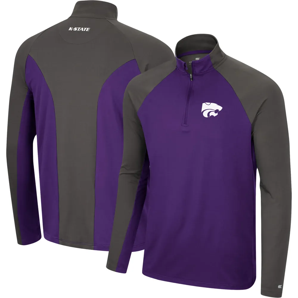 Coupe-vent Colosseum Purple/Charcoal Kansas State Wildcats Two Yutes Raglan Quarter-Zip Windshirt pour homme