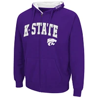 Men's Colosseum Purple Kansas State Wildcats Arch & Logo 3.0 Full-Zip Hoodie