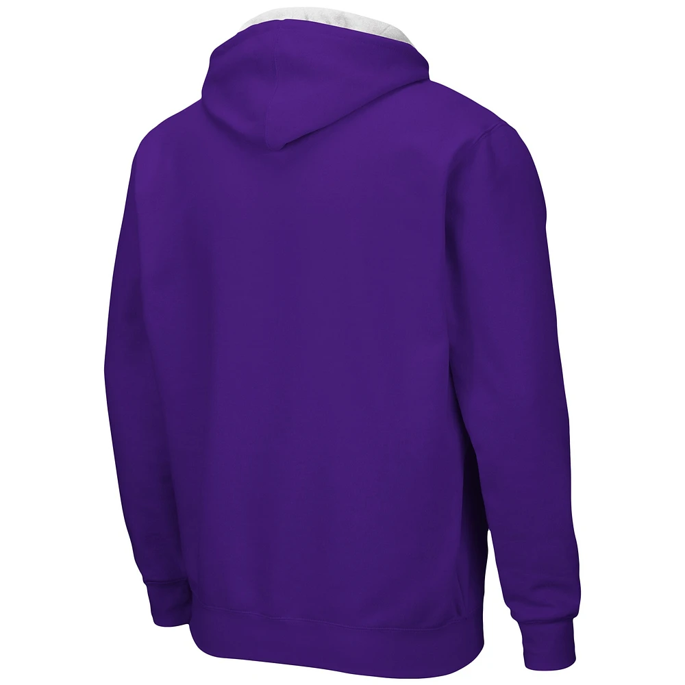 Men's Colosseum Purple Kansas State Wildcats Arch & Logo 3.0 Full-Zip Hoodie
