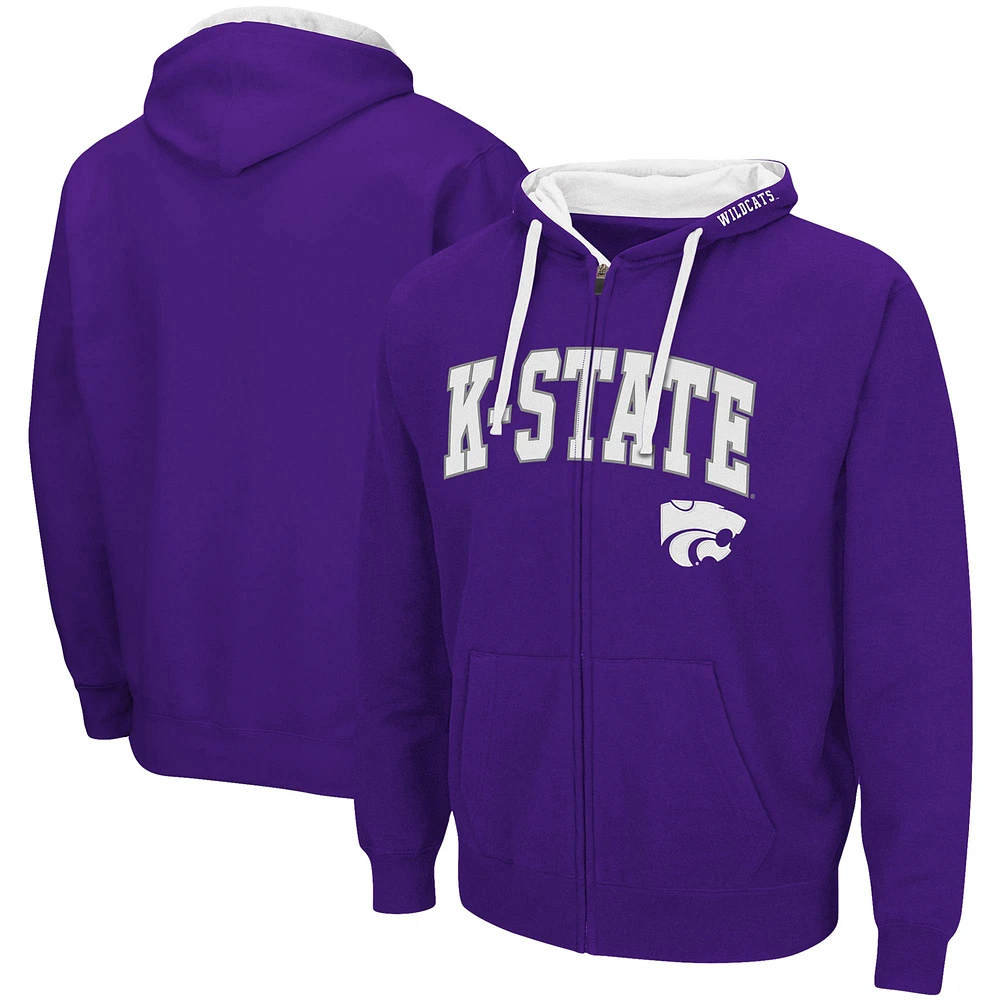 Sweat à capuche zippé Colosseum Kansas State Wildcats Big & Tall pour homme violet