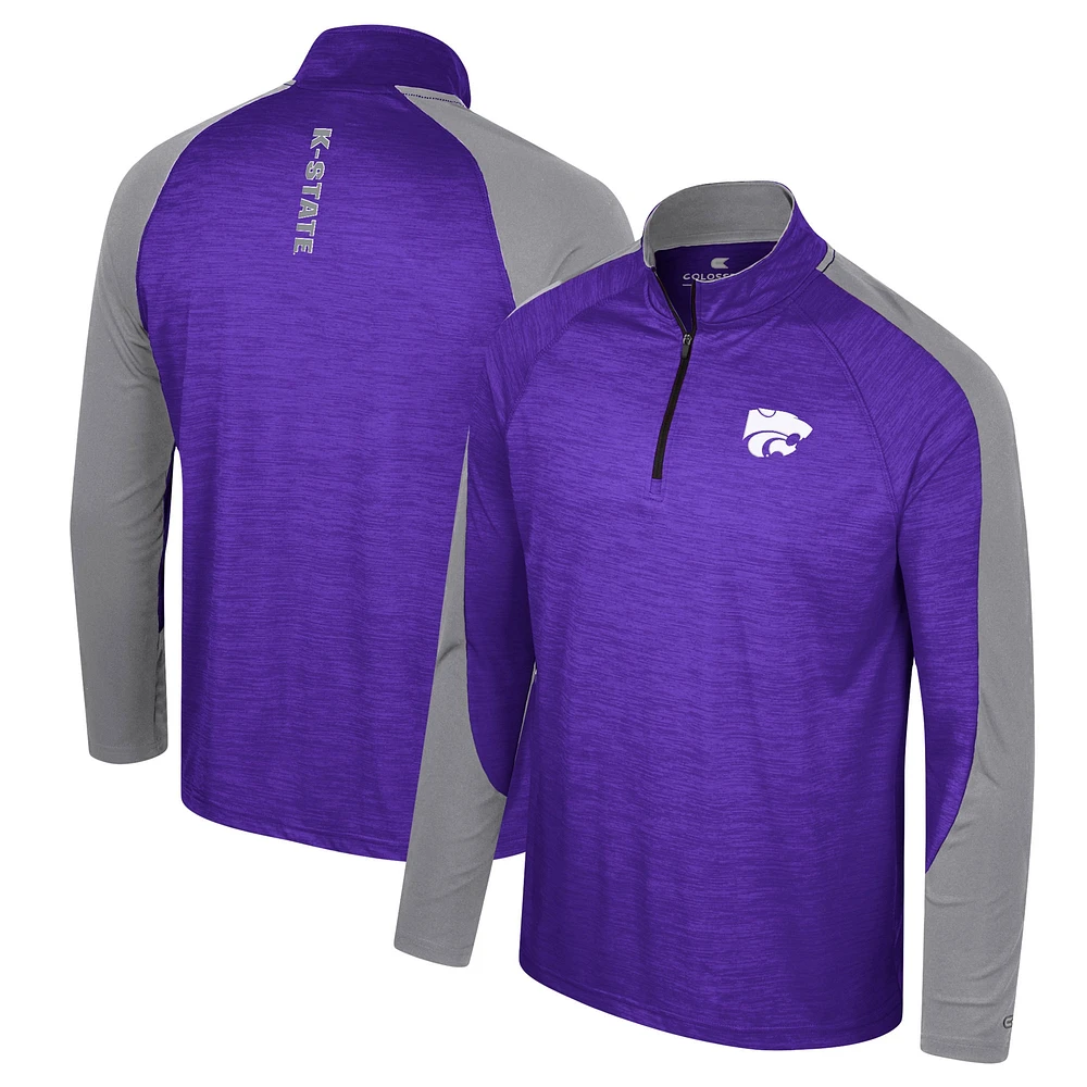 Haut à quart de zip Colosseum Purple Kansas State Wildcats Langmore Raglan pour hommes