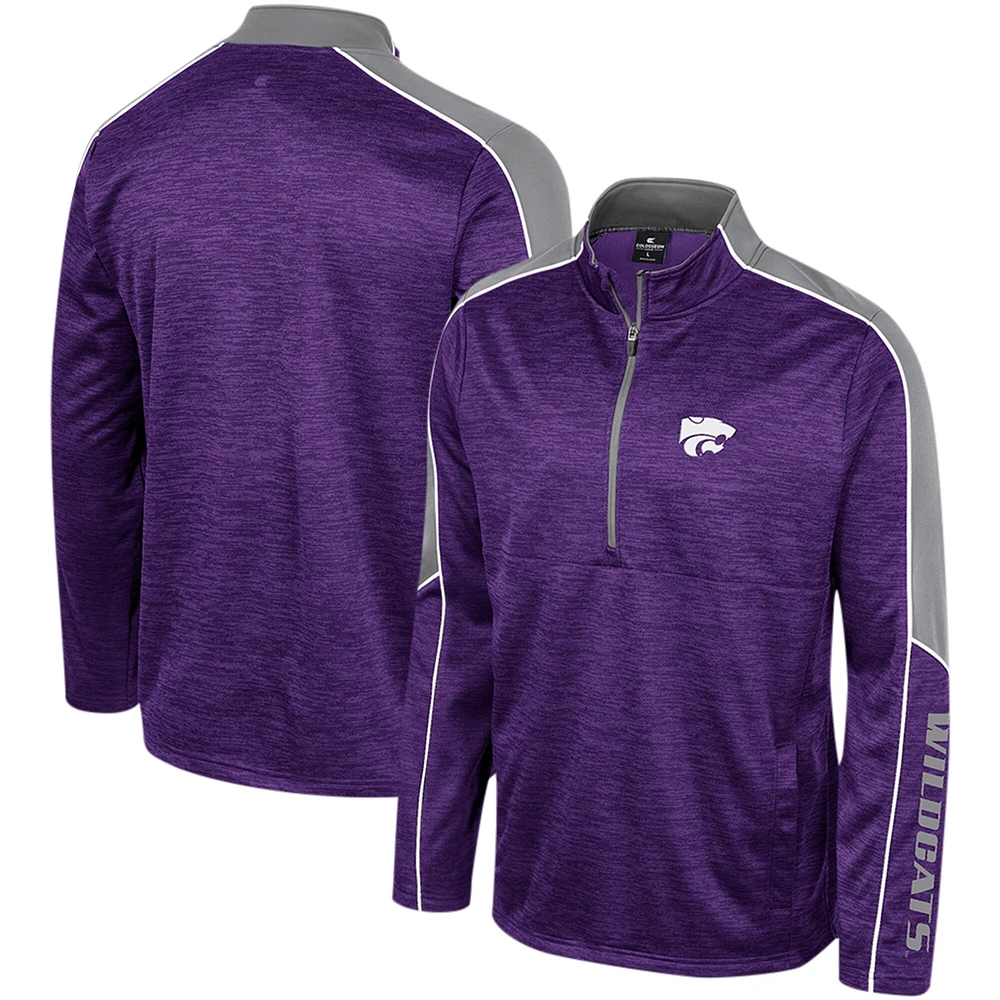 Veste à demi-glissière chinée Colosseum Purple Kansas State Wildcats pour homme