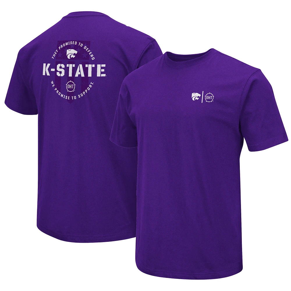 T-shirt d'appréciation militaire Colosseum Purple Kansas State Wildcats OHT pour homme