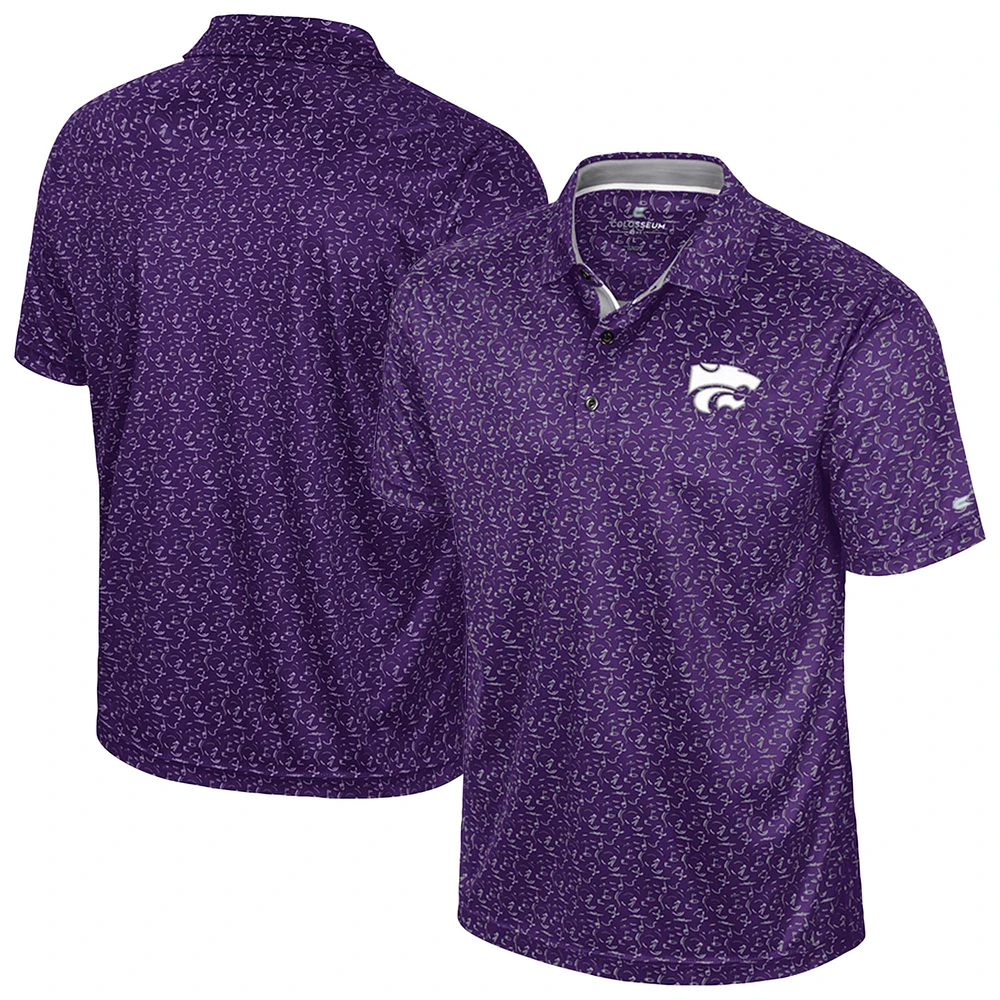 Men's Colosseum Purple Kansas State Wildcats Sublimated Golf Polo