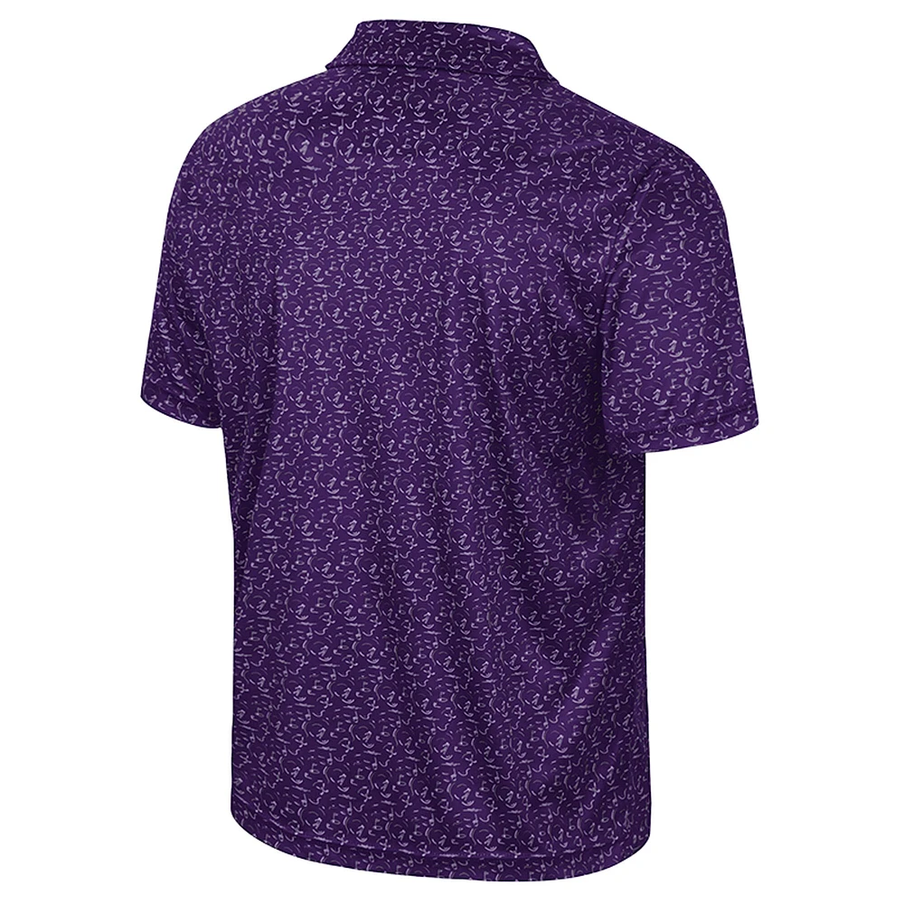 Men's Colosseum Purple Kansas State Wildcats Sublimated Golf Polo
