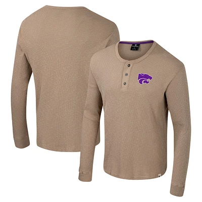 Chemise Henley à manches longues Great Outdoors pour homme Colosseum Tan Kansas State Wildcats