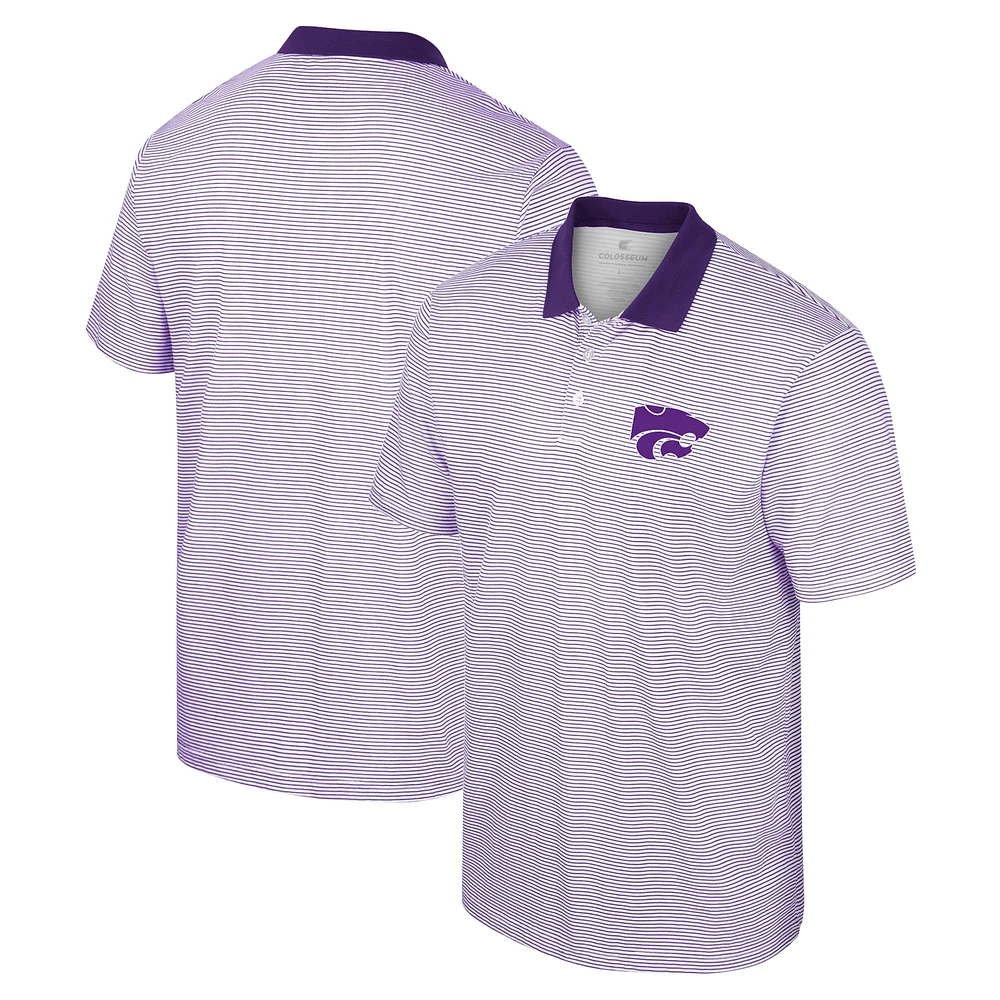 Men's Colosseum White/Purple Kansas State Wildcats Print Stripe Polo