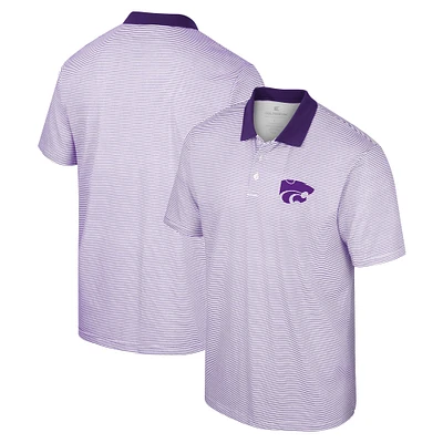 Polo à rayures Colosseum pour homme, blanc/violet Kansas State Wildcats