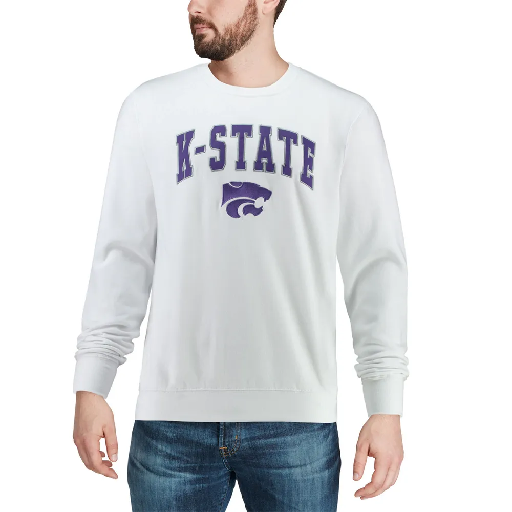 Men's Colosseum White Kansas State Wildcats Arch & Logo Crew Neck Sweatshirt