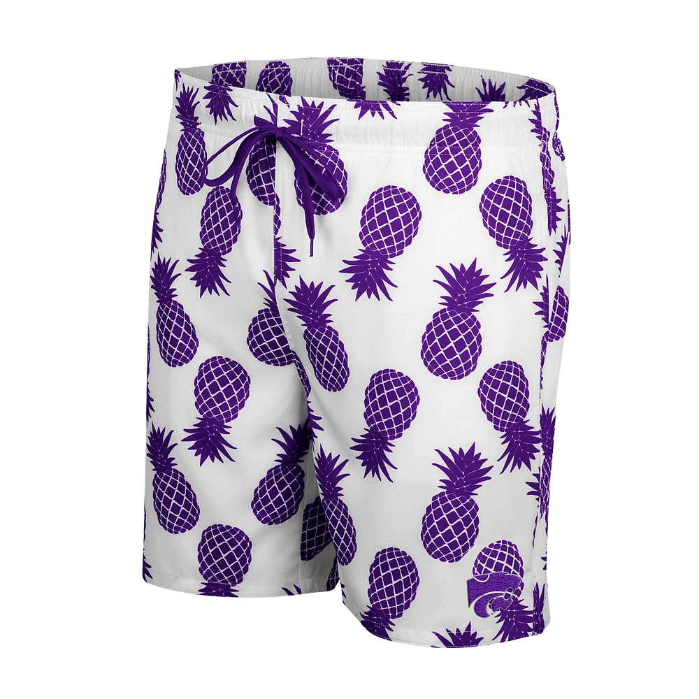 Short de bain pour homme Colosseum White Kansas State Wildcats Pineapples