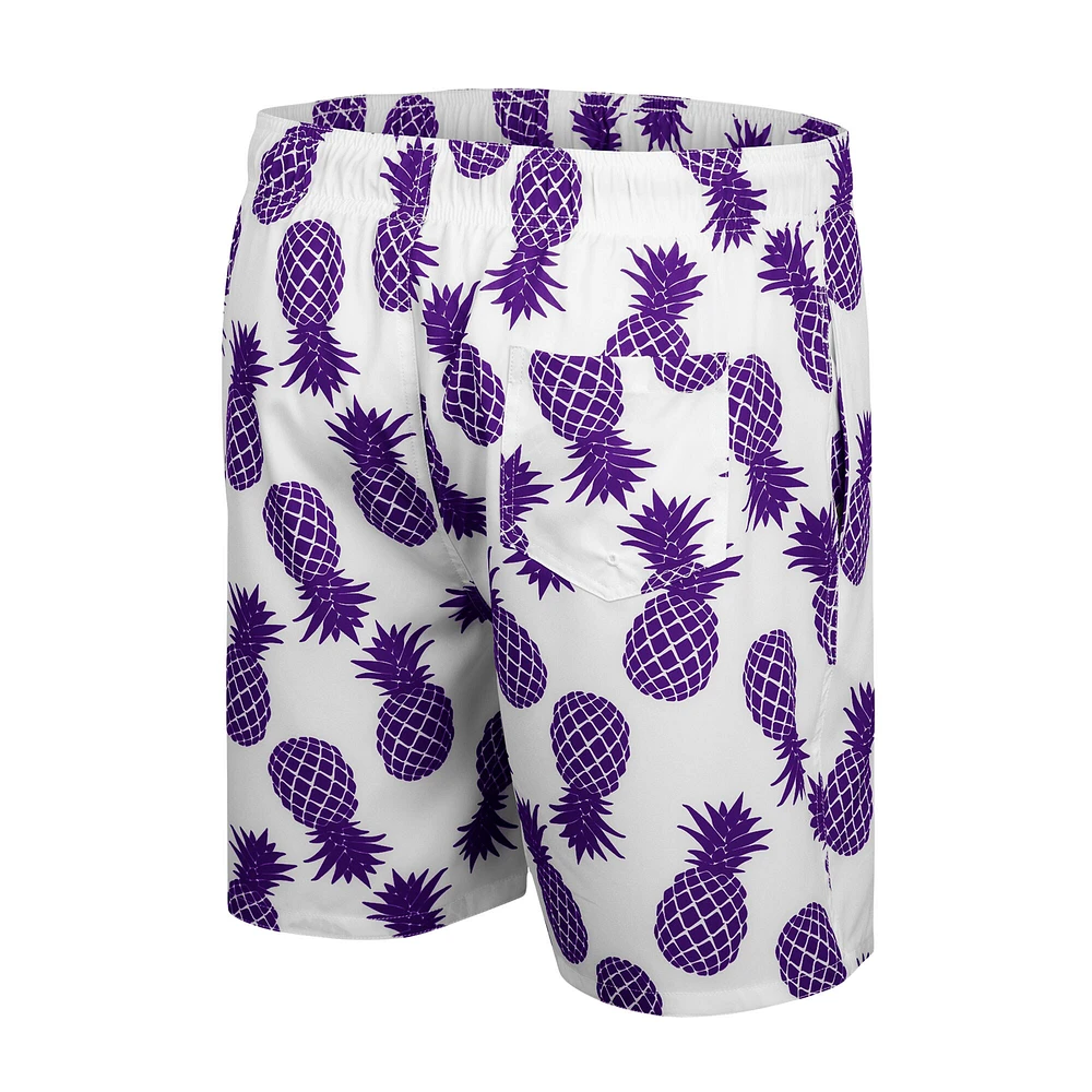 Short de bain pour homme Colosseum White Kansas State Wildcats Pineapples